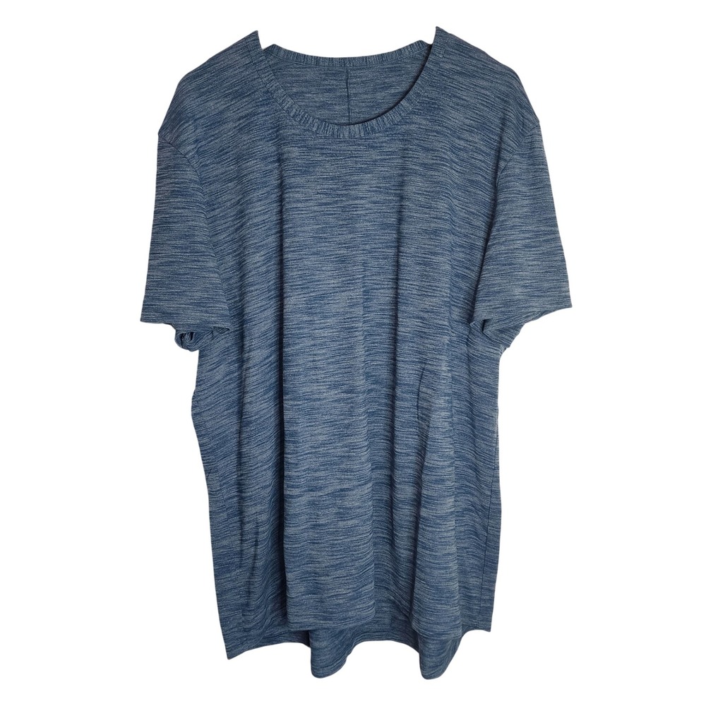 Lululemon Pulse Slub‎ Shirt Men's XXL Short Sleeve Rulu Heather Blue